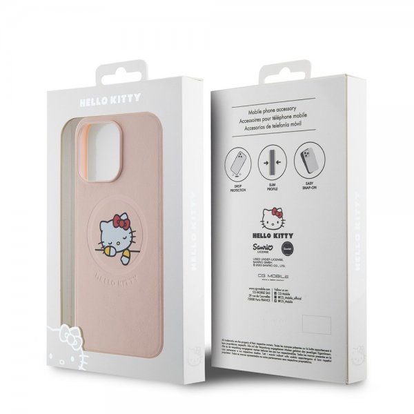 Hello Kitty iPhone 15 Pro Max Deksel Debossed Logo MagSafe Rosa