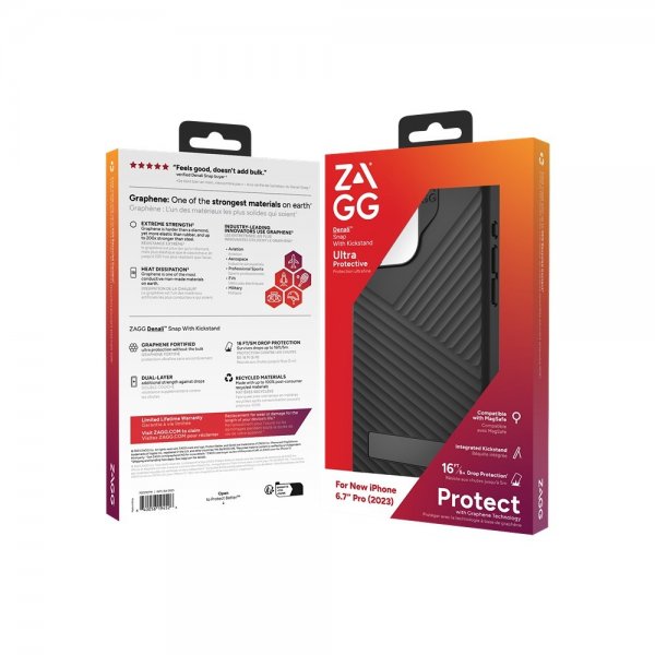 Zagg iPhone 15 Pro Max Deksel Denali Snap Kickstand Svart