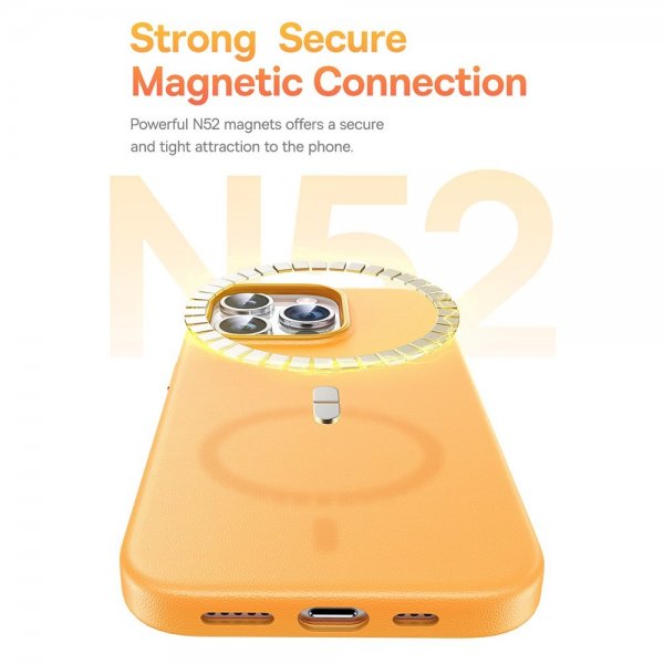Baseus iPhone 15 Pro Max Deksel Fauxther Series MagSafe Svart