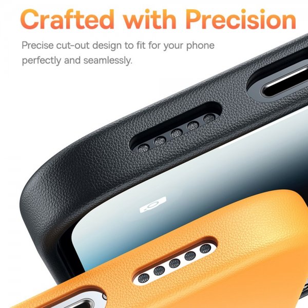 Baseus iPhone 15 Pro Max Deksel Fauxther Series MagSafe Svart