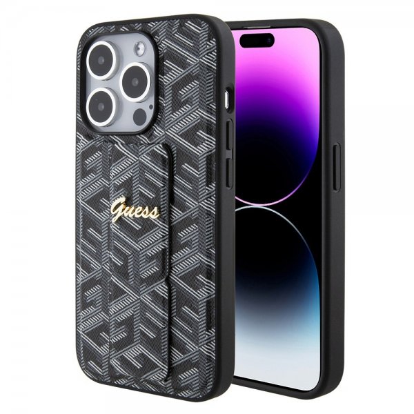 Guess iPhone 15 Pro Max Deksel G Cube Grip Stand Svart