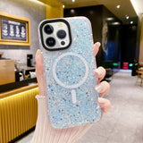 iPhone 15 Pro Max Deksel Glitter MagSafe Blå