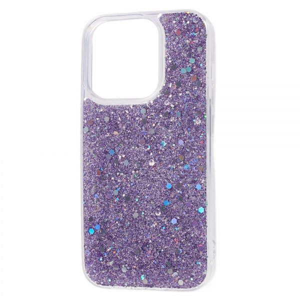 iPhone 15 Pro Max Deksel Glitterpaljetter Lilla