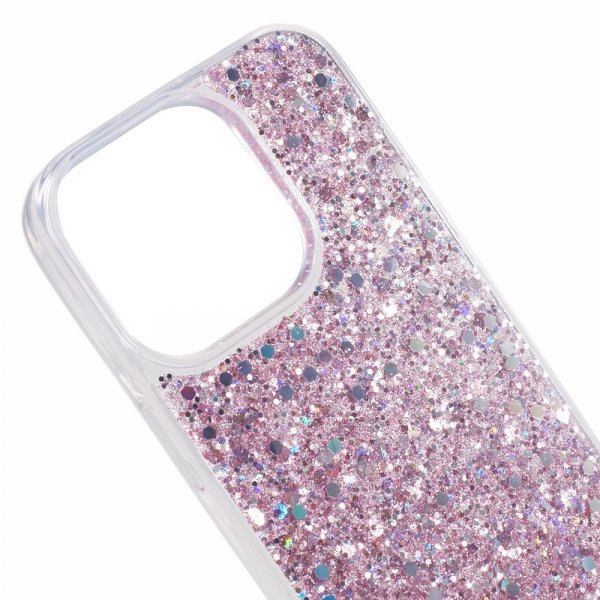 iPhone 15 Pro Max Deksel Glitterpaljetter Rosa