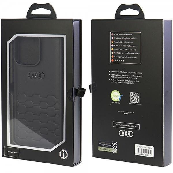 Audi iPhone 15 Pro Max Deksel GT Synthetic Leather Svart