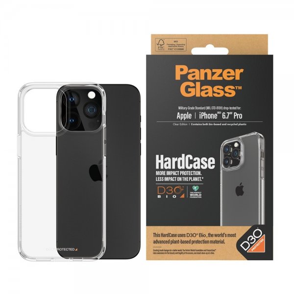 PanzerGlass iPhone 15 Pro Max Deksel HardCase D3O Transparent