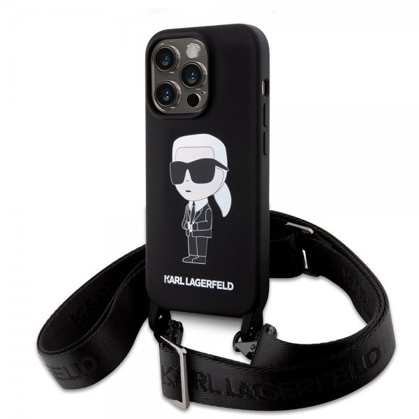 Karl Lagerfeld iPhone 15 Pro Max Deksel Ikonik Crossbody Svart