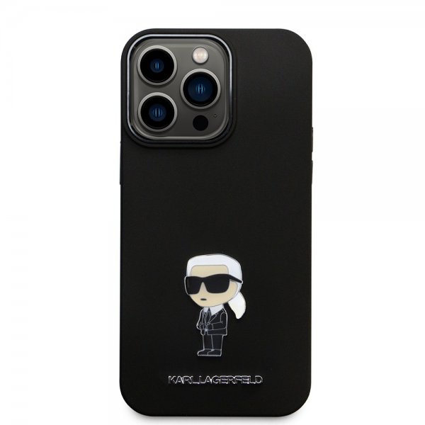 Karl Lagerfeld iPhone 15 Pro Max Deksel Ikonik Metal Pin Svart