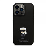 Karl Lagerfeld iPhone 15 Pro Max Deksel Ikonik Metal Pin Svart