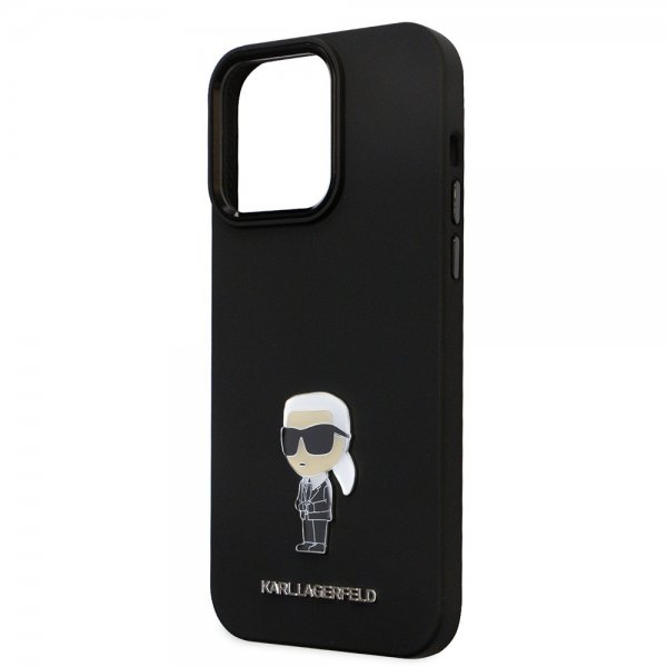 Karl Lagerfeld iPhone 15 Pro Max Deksel Ikonik Metal Pin Svart