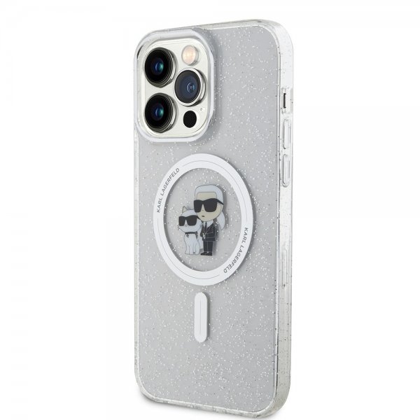 Karl Lagerfeld iPhone 15 Pro Max Deksel Karl & Choupette Glitter MagSafe Transparent
