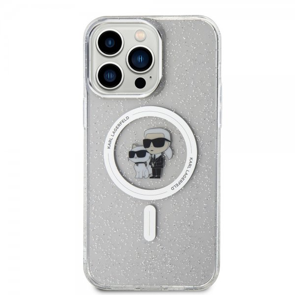 Karl Lagerfeld iPhone 15 Pro Max Deksel Karl & Choupette Glitter MagSafe Transparent