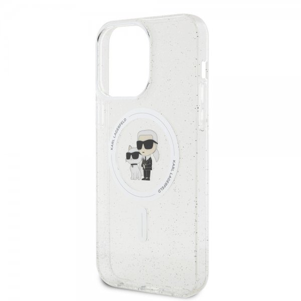 Karl Lagerfeld iPhone 15 Pro Max Deksel Karl & Choupette Glitter MagSafe Transparent