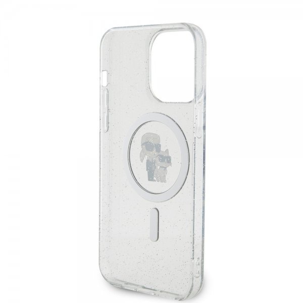 Karl Lagerfeld iPhone 15 Pro Max Deksel Karl & Choupette Glitter MagSafe Transparent