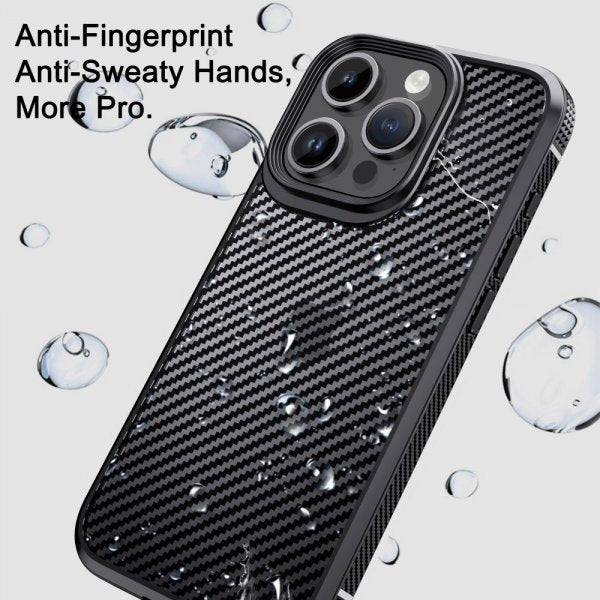 Ipaky iPhone 15 Pro Max Deksel Karbonfibermønster Blå