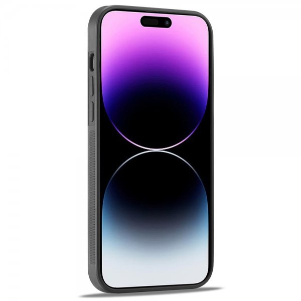 Lc.Imeeke iPhone 15 Pro Max Deksel Karbonfibertekstur Rød Stripe Svart