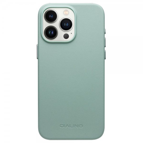 Qialino iPhone 15 Pro Max Deksel Kunstlæder MagSafe Grønn