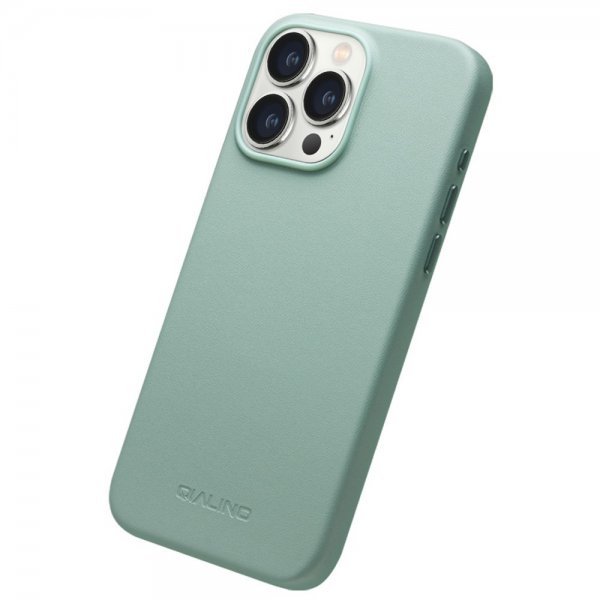Qialino iPhone 15 Pro Max Deksel Kunstlæder MagSafe Grønn