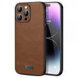 Sulada iPhone 15 Pro Max Deksel Skinntekstur Brun