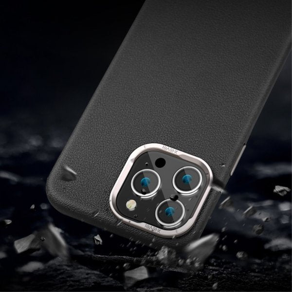 X-Level iPhone 15 Pro Deksel Skinntekstur MagSafe Svart