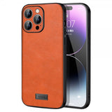 Sulada iPhone 15 Pro Max Deksel Skinntekstur Oransje