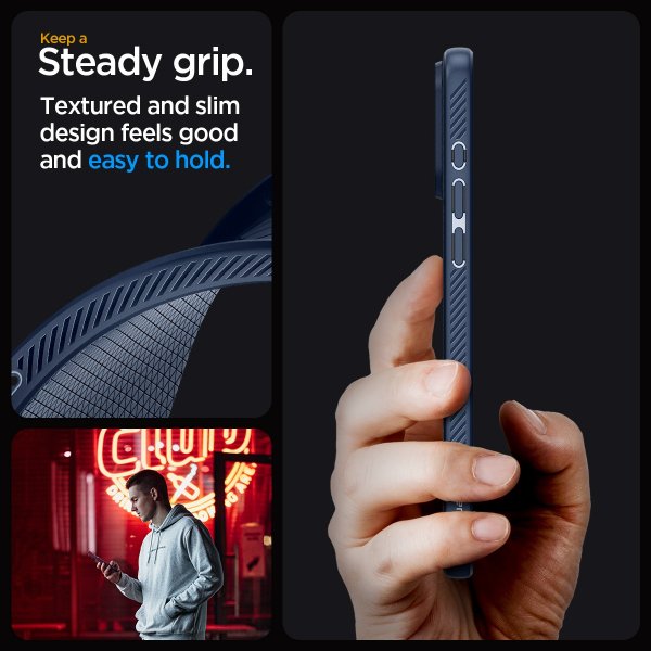 Spigen iPhone 15 Pro Max Deksel Liquid Air Navy Blue