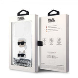 Karl Lagerfeld iPhone 15 Pro Max Deksel Liquid Glitter Karl & Choupette Sølv