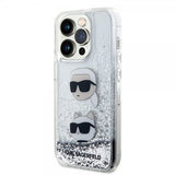 Karl Lagerfeld iPhone 15 Pro Max Deksel Liquid Glitter Karl & Choupette Sølv