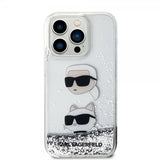 Karl Lagerfeld iPhone 15 Pro Max Deksel Liquid Glitter Karl & Choupette Sølv