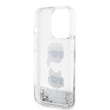 Karl Lagerfeld iPhone 15 Pro Max Deksel Liquid Glitter Karl & Choupette Sølv