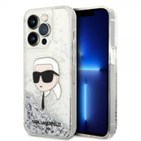 Karl Lagerfeld iPhone 15 Pro Max Deksel Liquid Glitter NFT Karl Sølv