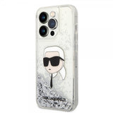Karl Lagerfeld iPhone 15 Pro Max Deksel Liquid Glitter NFT Karl Sølv
