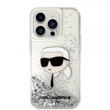 Karl Lagerfeld iPhone 15 Pro Max Deksel Liquid Glitter NFT Karl Sølv