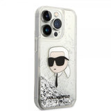 Karl Lagerfeld iPhone 15 Pro Max Deksel Liquid Glitter NFT Karl Sølv