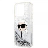 Karl Lagerfeld iPhone 15 Pro Max Deksel Liquid Glitter NFT Karl Sølv