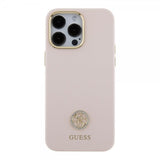 Guess iPhone 15 Pro Max Deksel Liquid Silicone Metal Logo Rosa