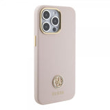Guess iPhone 15 Pro Max Deksel Liquid Silicone Metal Logo Rosa