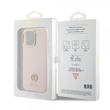 Guess iPhone 15 Pro Max Deksel Liquid Silicone Metal Logo Rosa
