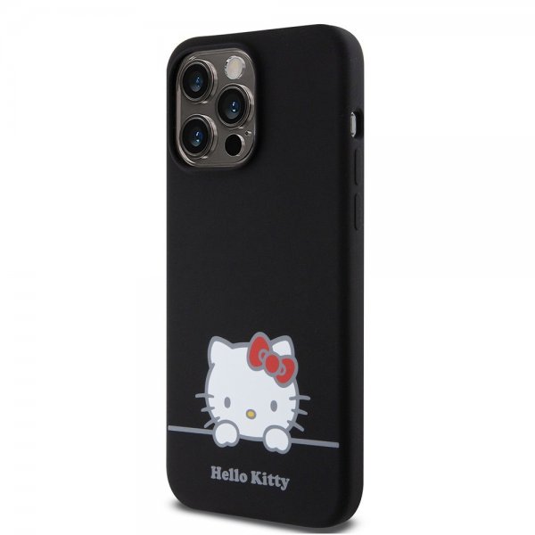 Hello Kitty iPhone 15 Pro Max Deksel Liquid Silicone Svart