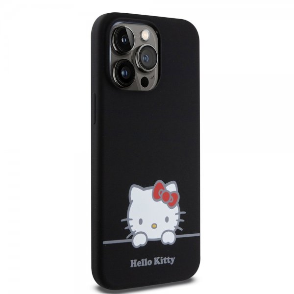 Hello Kitty iPhone 15 Pro Max Deksel Liquid Silicone Svart