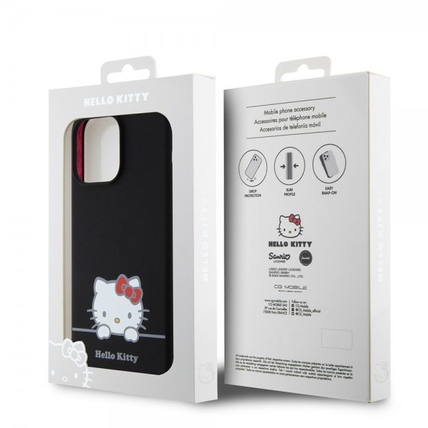 Hello Kitty iPhone 15 Pro Max Deksel Liquid Silicone Svart