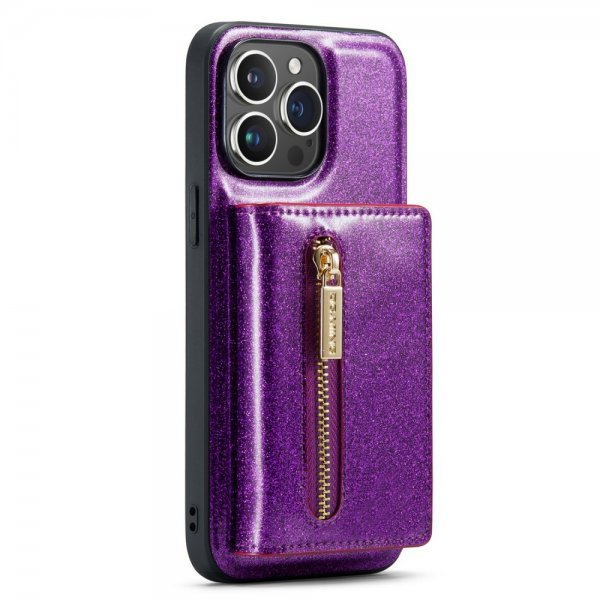 Dg.Ming iPhone 15 Pro Max Deksel M3 Series Avtakbart Kortholder Glitter Lilla