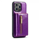 Dg.Ming iPhone 15 Pro Max Deksel M3 Series Avtakbart Kortholder Glitter Lilla