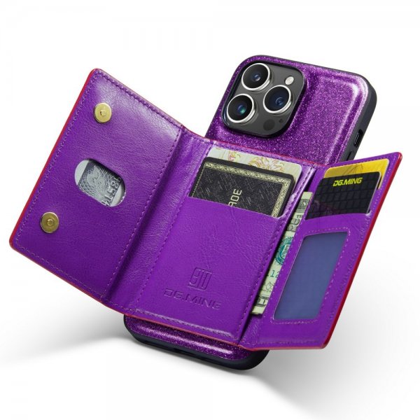 Dg.Ming iPhone 15 Pro Max Deksel M3 Series Avtakbart Kortholder Glitter Lilla