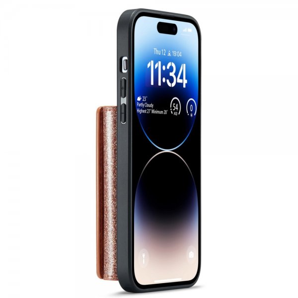 Dg.Ming iPhone 15 Pro Max Deksel M3 Series Avtakbart Kortholder Glitter Rosegull