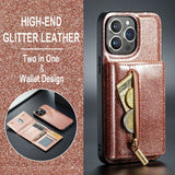 Dg.Ming iPhone 15 Pro Max Deksel M3 Series Avtakbart Kortholder Glitter Rosegull