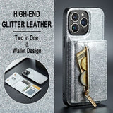 Dg.Ming iPhone 15 Pro Max Deksel M3 Series Avtakbart Kortholder Glitter Sølv