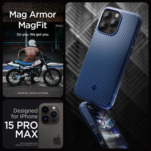 Spigen iPhone 15 Pro Max Deksel Mag Armor MagFit Navy Blue