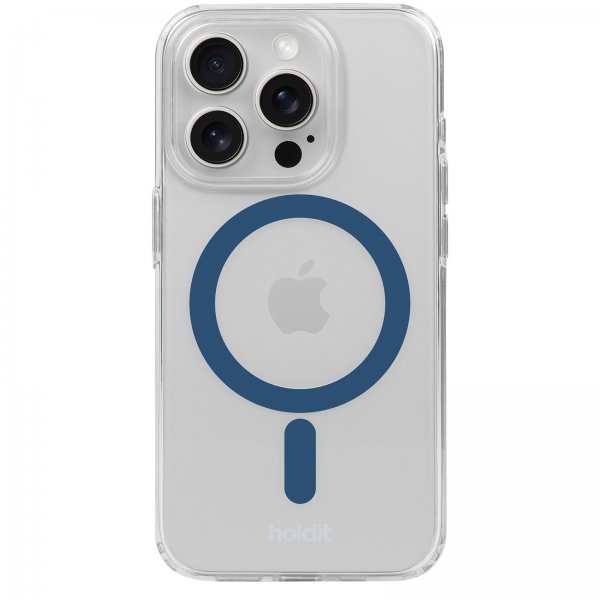holdit iPhone 15 Pro Max Deksel MagSafe Case Denim Blue Transparent