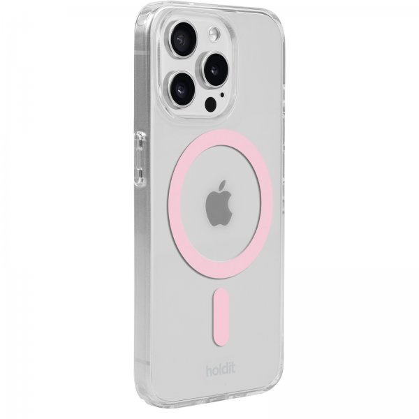 holdit iPhone 15 Pro Max Deksel MagSafe Case Rosa Transparent